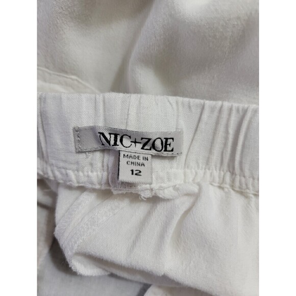 NIC & Zoe Rumba Park Crop Wide Leg Linen Blend Pants White Size 12 - Picture 8 of 8